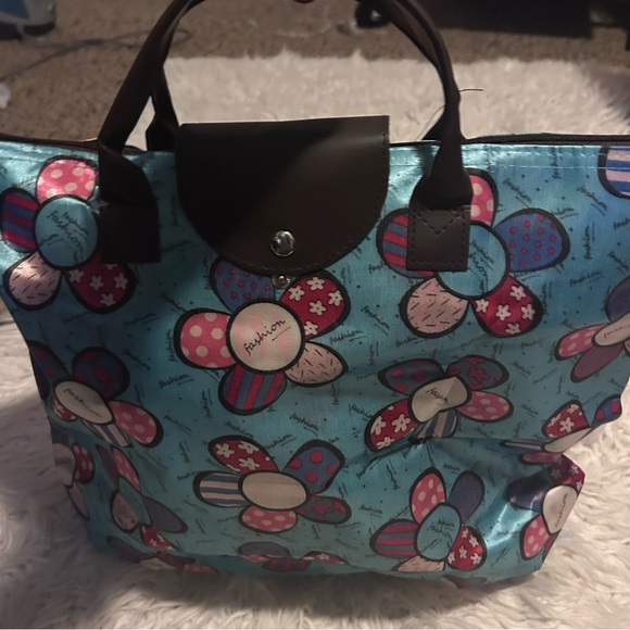 foldable shopping cart tote bag wheel rolling conver 21x16 PURSE-SALE was $34 - Picture 11 of 15